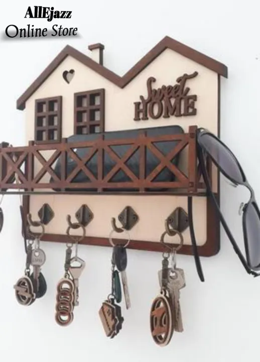 Wooden%20House%20shape%20Wall%20Mounted%20keychains%20and%20Mobile%20holder%20%7C%20Hanging%20our%20keys%7C%20-%20Image%205