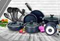 AR 19-Piece Premium Non-Stick Cookware Set with Heat-Resistant Handles, Stylish Different Color – Complete Cooking Essentials for Modern Kitchens. 