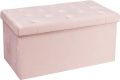 New Velvet Ottoman Storage Benches Folding Stool Soft Cushion Footrest Toy Storage Box Seat for Living Room Poof Foot Stool,38x76cm. 