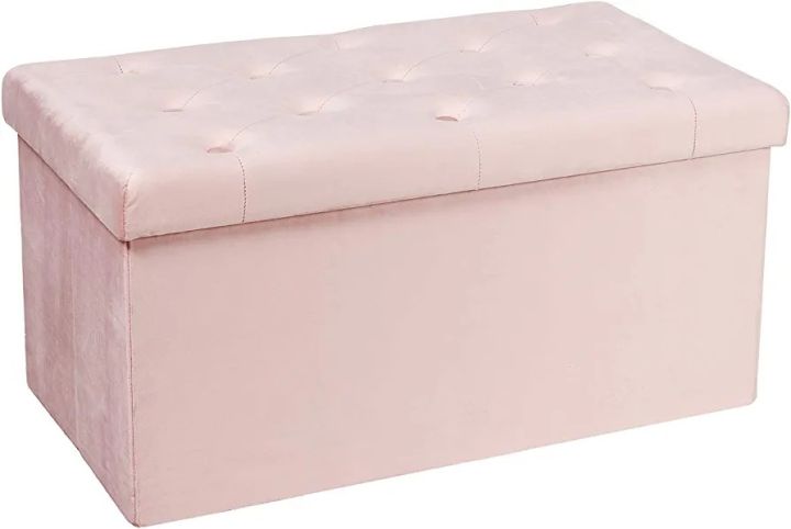 New Velvet Ottoman Storage Benches Folding Stool Soft Cushion Footrest Toy Storage Box Seat for Living Room Poof Foot Stool,38x76cm