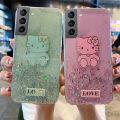 Phone Case Samsung Galaxy S22 Shiny Ring Back Cover Glitter Soft Transparent Hello Kitty Cases for Samsung S22 Back Cover Stars Moon Girls. 