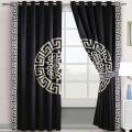 Premium Splendid Blackout Velvet Curtains Black White ( 2 Curtain set ). 
