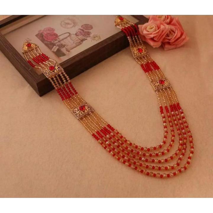 Traditional Beads Bridal Wear Necklace Malla Wedding Jewelry Set