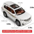 Toyota Prado Model Car Scale Model 1:24  ,Zinc Alloy Pull Back Toy car with Sound and Light for Kids Boy Girl Gift(White). 