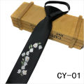 Men's embroidered tie JK zipper lazy easy to pull Korean version of the wedding personality mark logo narrow tie 5CM. 