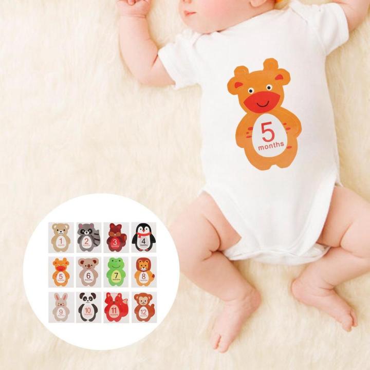 12pcs Newborn Baby Monthly Sticker for 1-12 Month Milestone Memories Photo Props