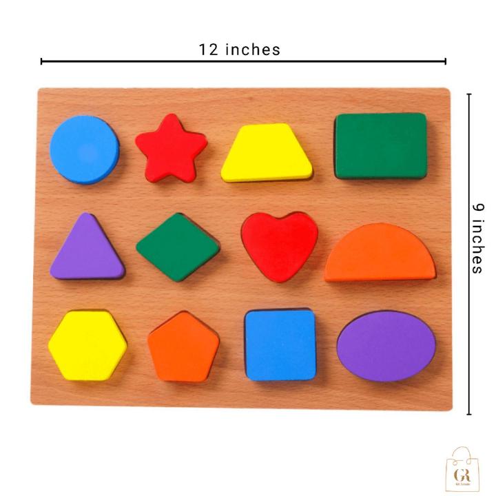 Wooden Geometric Shape Puzzle for Kids, Preschool Educational Teaching Toy for Boys and Girls (Geometrical Shapes)