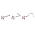 1 Pc Color Crystal Nose Studs Stainless Steel Nose Piercing Round Cz Crystal Nose Ring 3mm L Shape Nostril Piercing Jewelry. 