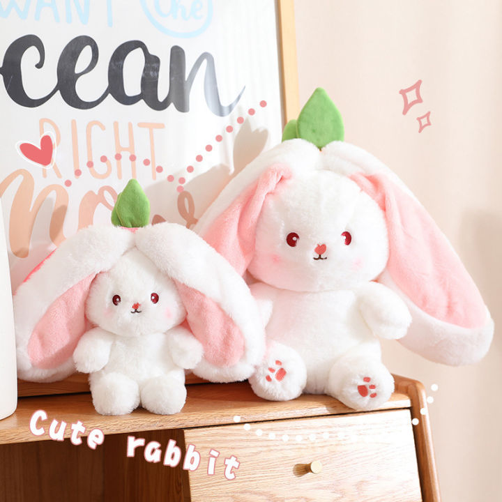 Cute transformation bunny plush doll soft cute strawberry radish rabbit ragdoll child girl bed pillow