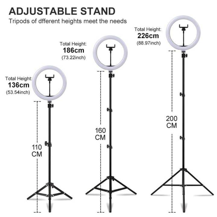 Selfie%20Ring%20Light%20With%20Stand%2026cm/10inch%20Studio%20Light%20Dimmable%203%20Modes%20Photography%20Lighting%20-%20Image%205