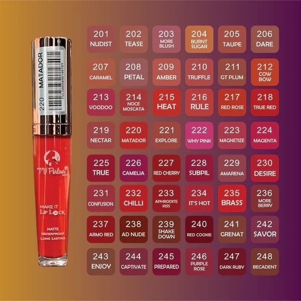 TV Parlour Lipstick Super Lasting Matte Lipgloss Waterproof liquid Lip Gloss