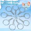 100 Key Rings with Chain and Open Jump Rings for Crafts - Bulk Metal Key Chain Ring Base for DIY Keychain Making. 