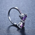 Wedding Engagement Party Bowknot Faux Amethyst Inlaid Finger Ring Bridal Jewelry. 