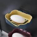 Double Layers Soap Holder Wall Mount  Soap Dish Stick-on Soap Saver With Drain. 