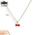 Carat Pendant Necklace Temperament Red Cherries Pendant Necklace. 