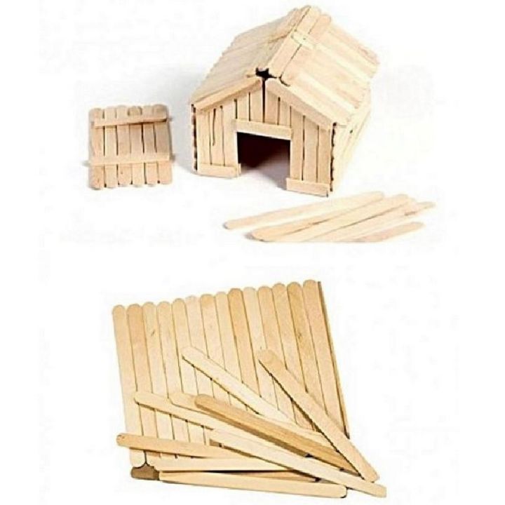 Pack of 500 Useful Wooden Ice Cream Stick Popsicle Stick Handmade Making Crafts Kids Gift 4.5  X 1cm