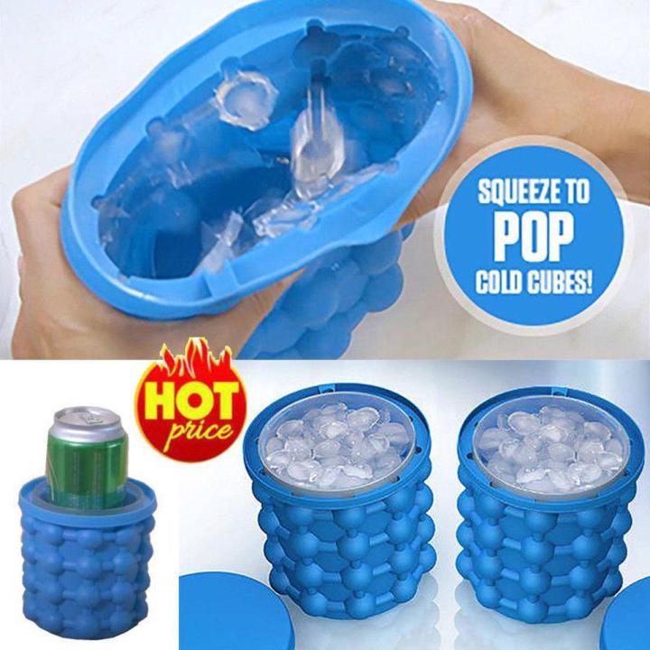 Ice Cube Maker Silicone Bucket for Mini Ice Cubes - Space Saving Ice Maker Cup makes Magic Ice Nugget for Cocktail Crushed Ice Chips, Ice Mold Cylinder Bucket Ice Cube Tray with lids