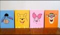 7x7inches set of 4 Multicolor Animal cartoons on canvas acrylic painting for kids room, dinning room, kitchen, coffee shop, bedroom, drawing room, gift for wedding, birthday, new year, school, college, handmade home decor.. 