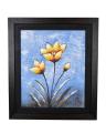 Pack of 2 - Imported Artist Made Oil On Canvas Flower Painting Wall Frame Wall Art - Wood Textured Fiber With Black Mount - 20x23 Inch. 