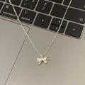 Sterling Silver Princess Bow Necklace Pendant Designed Luxurious Collarbone Chain. 