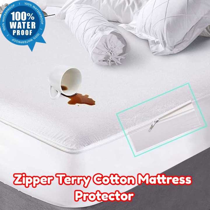 Zipper Mattress Protector King Size, Terry & Jersey Fabric Mattress Cover – Waterproof, Soft, and Breathable Protection Soft Bed Cover size 72x78 inches