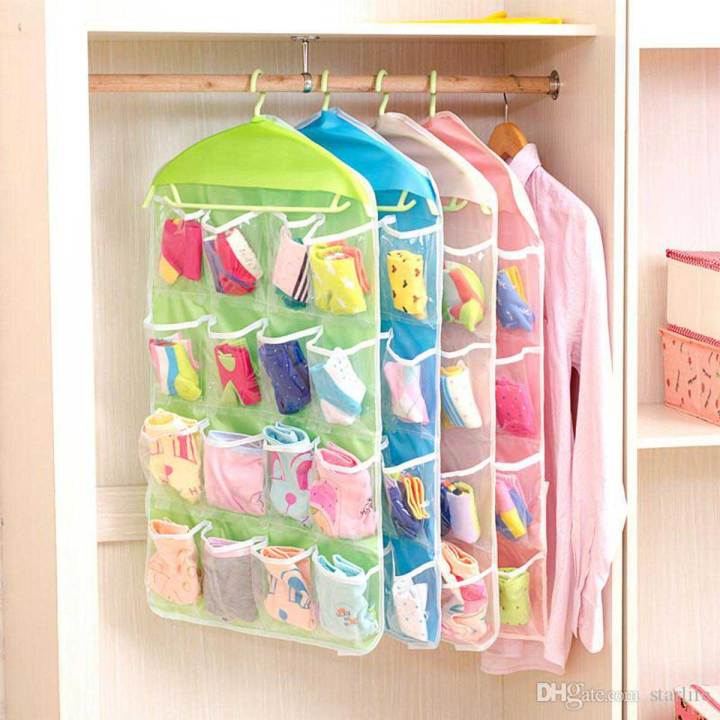 16 Pocket Durable Clear Door Fordable Wardrobe Storage Organizer Hanging Bag