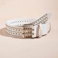 Fashion Men Rivet Belt Adjustable PU Leather Casual Punk Cool Boy Girl white. 
