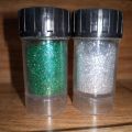 Pack of 2 Glitter Big Silver & Green - 14 Aug - Face Paint / 2 Glitter Bottle / Glitter. 