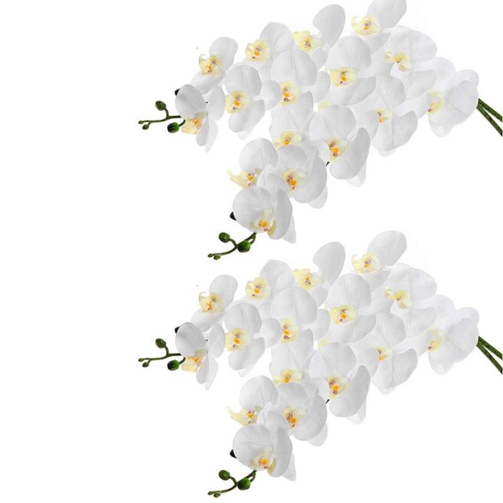 4Pcs 38Inch Artificial Real Contact Orchids Flowers 9Heads Latex Phalaenopsis Stems for DIY Wedding Centerpieces