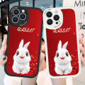 Hontinga for Redmi Note 9 Back Cover PU Leather Cute Rabbit Case Soft Silicone Edge Phone Cases. 