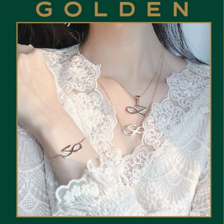 Kpop Idol BTS Jung Kook Golden Logo Necklace Bracelet Korean Fashion Accessories Jewelry