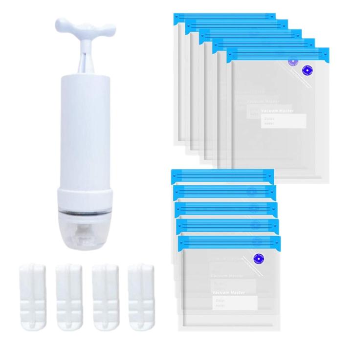 Sous Vide Bags 15Pack Reusable Electric Vacuum Food Storage Save Sealer Cooker with 1 Hand Pump,2 Size Sealed Bag,4 Clip