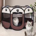 Portable Folding Pet Tent Dog House Octagonal Cage For Cat Tent Playpen Puppy Kennel Easy Operation Fence Outdoor Big Dogs House     37X58CM open 90X90X60CM. 