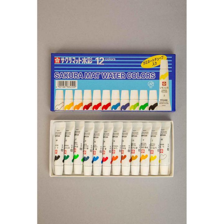 Sakura Matt Watercolor Paint Set of 12 5ml Tube Made in Japan