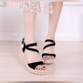 PEARL HIGH HEELS WEDGE SANDALS. 