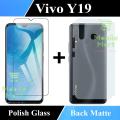 2 in 1 Combo Vivo Y19 Polish Glass Screen Protector And Back Matte Fiber Carbon Soft Skin Sheet. 