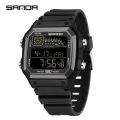 Sanda Trendy Small Square Multi functional Fashion Watch Waterproof Men's Watch Gift SD6196-1. 
