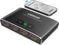 VWRHAR HDMI Switch 3 in 1 Out 4K UHD HDMI Switcher Splitter, Automatic Switch with Remote Metal HDMI Switch Box Hub Support 4K 30Hz 3D 1080P HDCP1.4 for PS5 PS4 Xbox DVD Player Fire Stick Apple TV PC. 