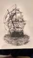 The Voyage Pen & Ink Sketch on Paper by Arooj Mirza Studios  Painting, Art work, Original Artist work, Wall decoration, Home decoration, Living room, dinning room, bedroom decor. 