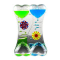 Double Heart Liquid Motion Bubble Drip Oil Hourglass Timer Clock Kids Toy Gift. 