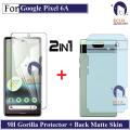ECLIX Google Pixel 6A Tempered Glass Screen Protector Flexible 9H Gorilla Guard Unbreakable Hammer Sheet + Back Matte Protector Soft Film Protection Skin Sheet Carbon Fiber With Sides Cover. 