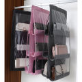 Double Side Transparent 6 Pocket Foldable Hanging Handbag Purse Storage Bag Sundry Tidy Organizer Wardrobe Closet Hanger. 