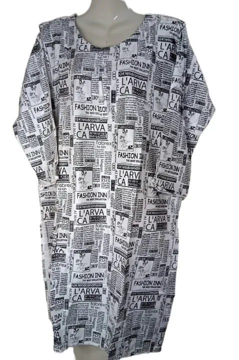 Women's%20Soft%20Linen%20Shirt/Kurtie%20-%20News%20Print%20Design,%20Ready%20to%20Wear%20-%20Image%203