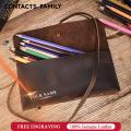 Retro Leather Roll Pencil Cases Leather Pen Bag Pouch Texture Student Adult Pencil Bags Office High School Supplies Stationery. 