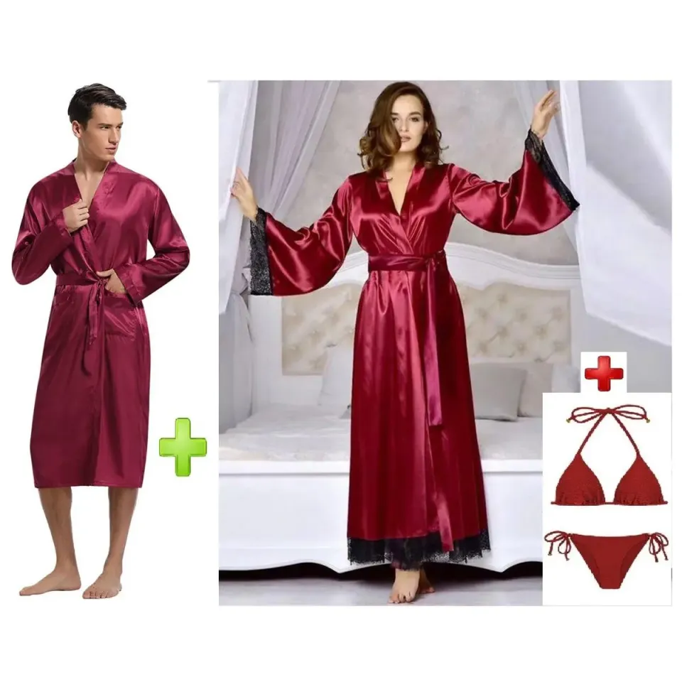 Pack of 02 Korean Satin Silk Couple pajama sets sleepwear nighty night dress ladies nighty ladies