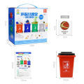 Bocotoer Mini Dustbin Mini Trash Can Rubbish Storage Bin with Flip Lid Garbage Sorting Game Toy for Kids with Letter Stickers,Pack of 4. 