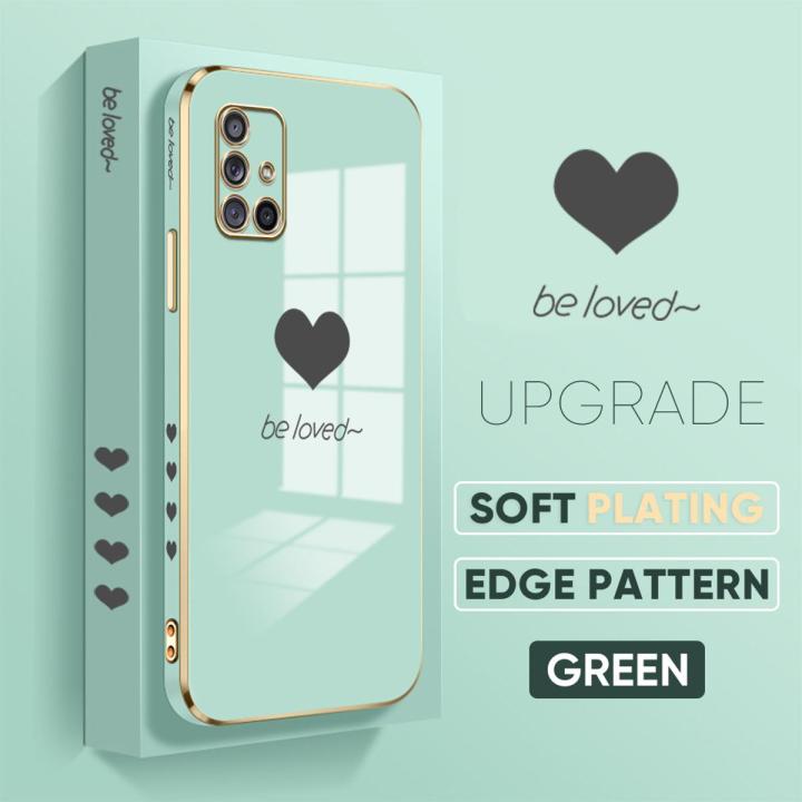 Samsung A71 5G Lover Heart Square Edge Pattern Casing Plated Phone Shell Luxury Plating Soft Phone Case