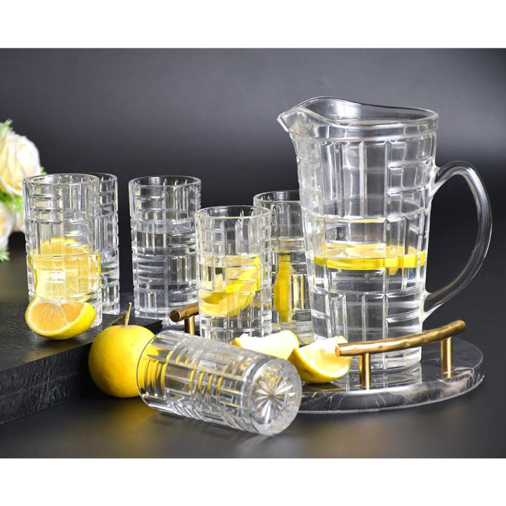 Jug and Glass Water Sets Crystal- DrinkwareGlass Set of 6- Pure Glass