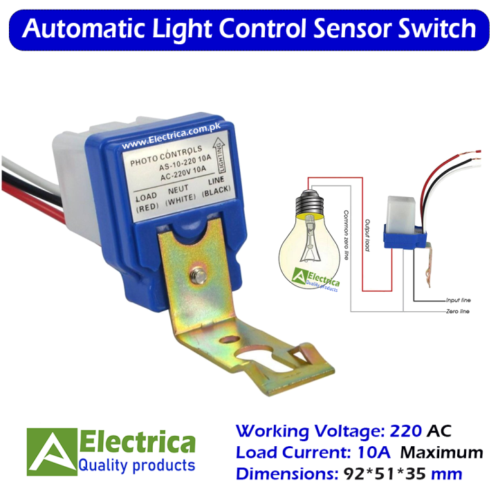 Photocell Automatic Day/Night Light Control Sun Switch LDR 220V 10A 50Hz Street Light Switch Photo Control Light Switch by ELectrica