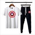 Yellow & black marvel of captain america printed 2 pc summer tracksuit premium quality for men. 